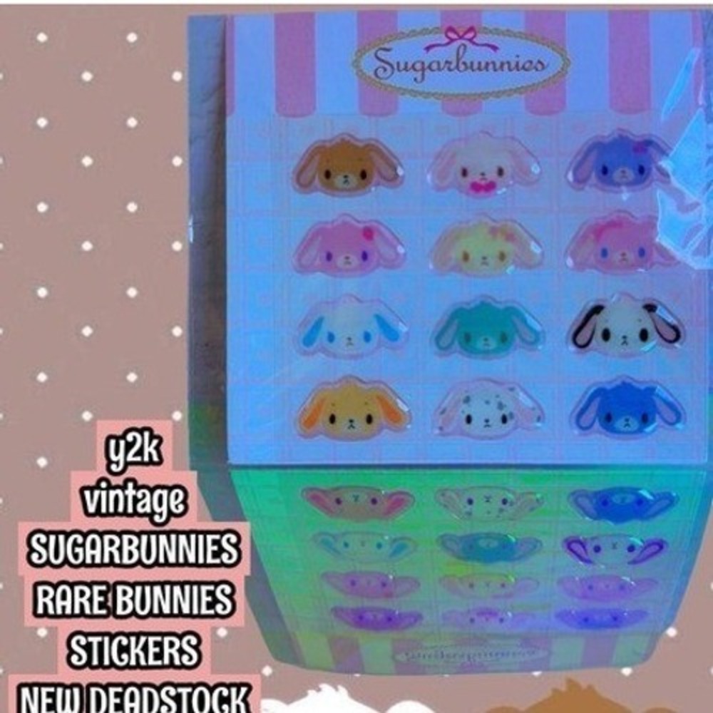 RARE Y2K VTG.‎ SUGARBUNNIES BUNNY Face STICKERS NEW DEADSTOCK